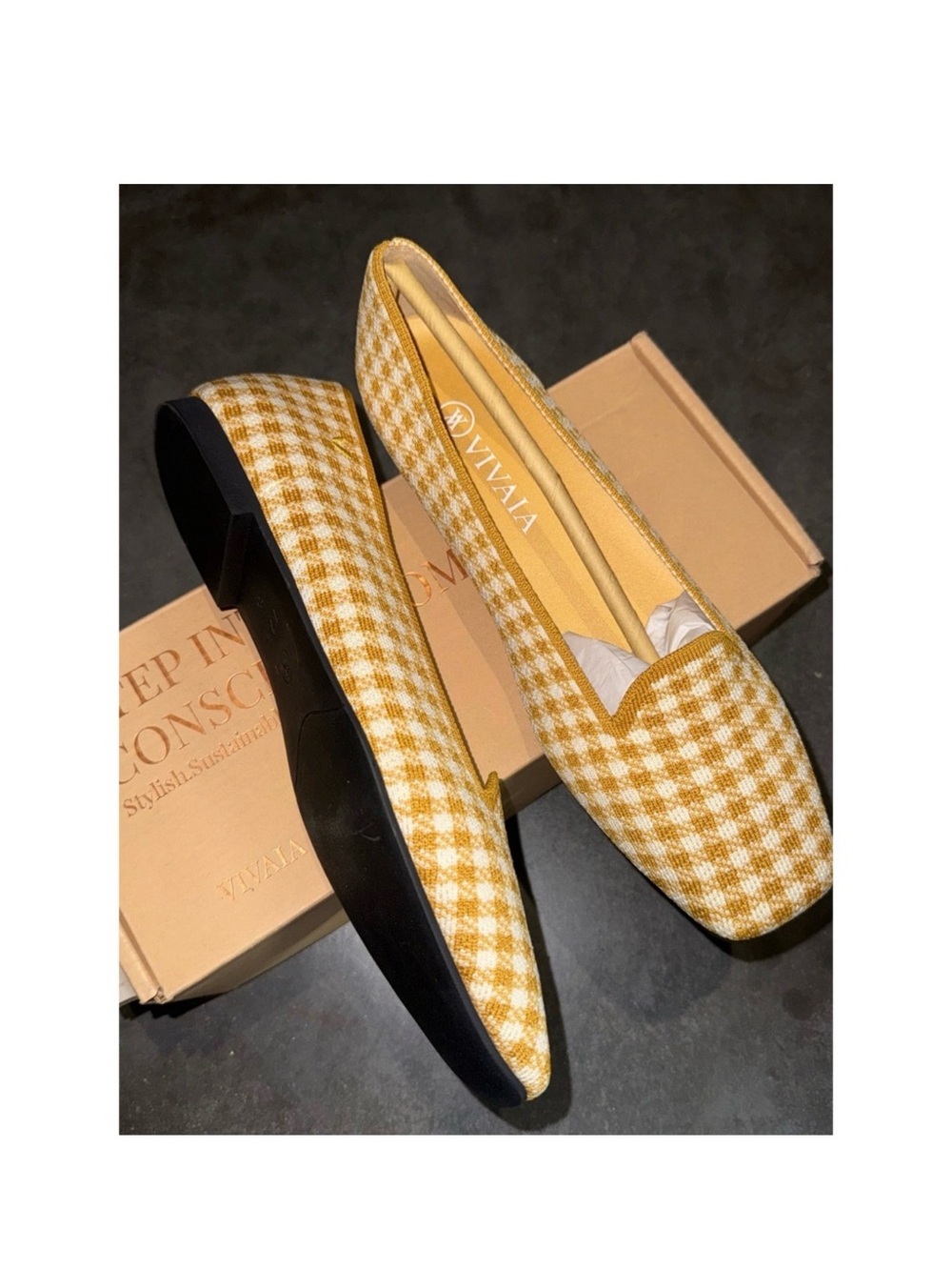 VIVAIA Flats Loafers Slip On Comfort Walking Shoes Yellow
Checkered EU/39 US/8